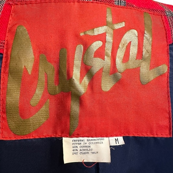 CRYSTAL Handwoven VINTAGE ART TO WEAR Embroidered Button Denim Blazer Medium - Picture 5 of 9